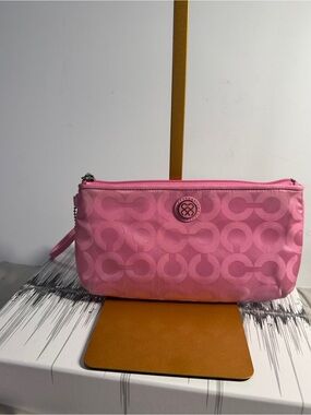 Coach Pink Signature Wristlet Pouch